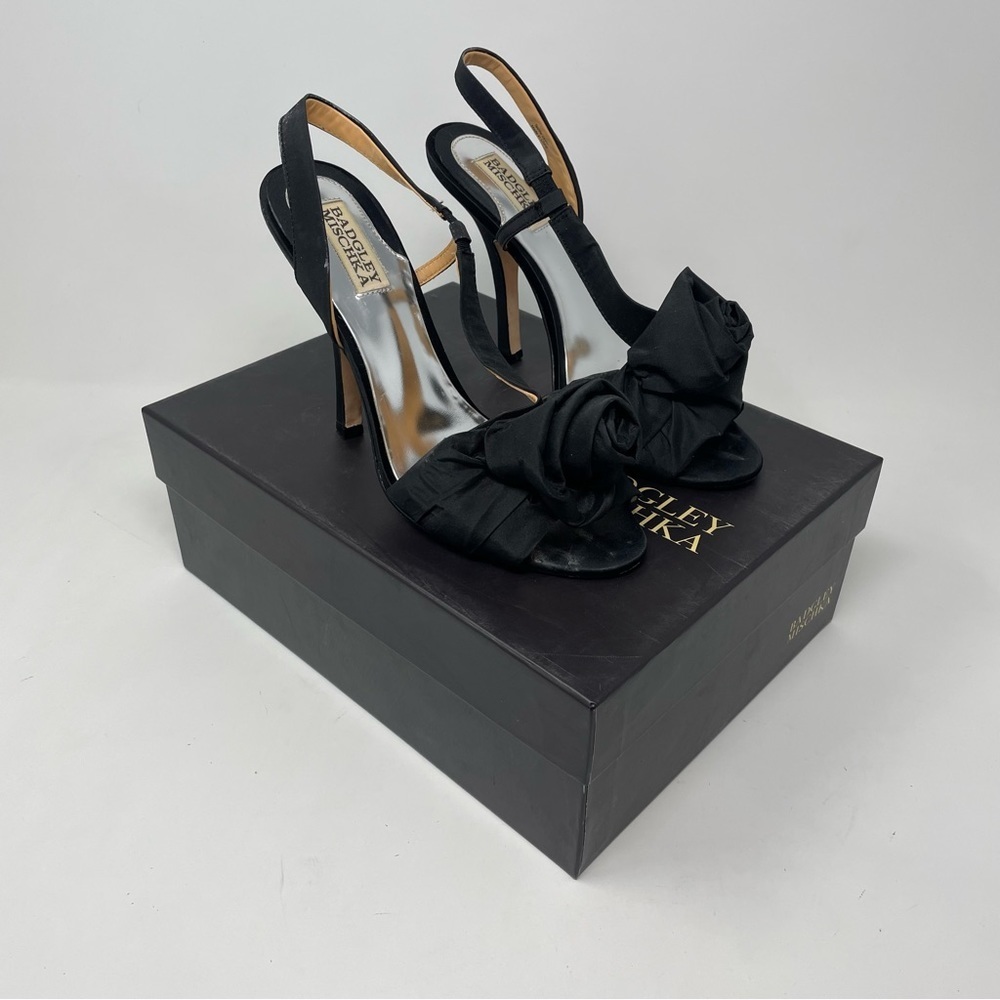 Badgley Mischka Black Lanah Open-Toe Pumps Size 7.5 - Picture 10 of 12